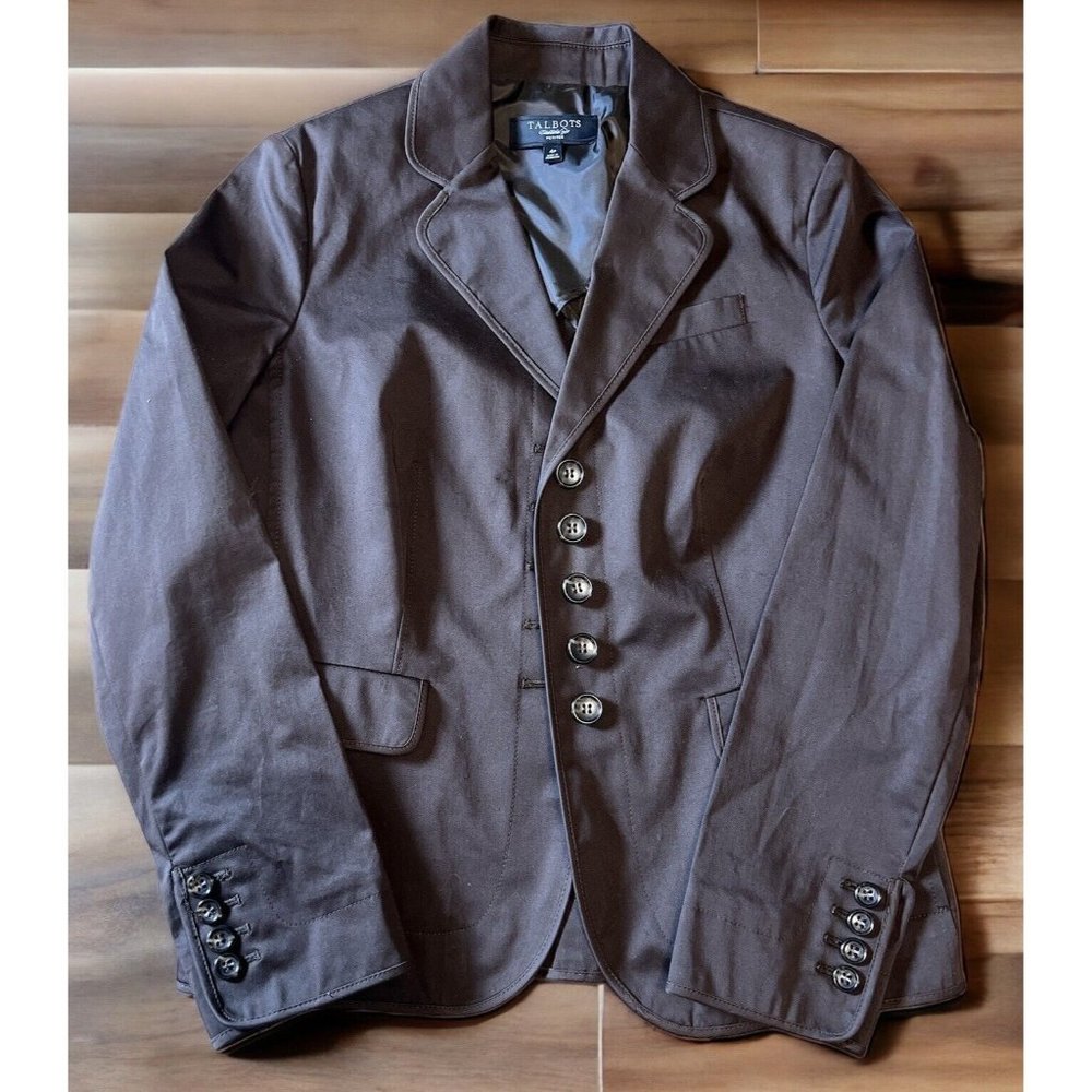 Talbots Blazer Jacket Women's Size 4p Petite Brown Button Pockets Lined EUC